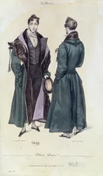 French Fashion plate of a Pelisse Russe, 1830